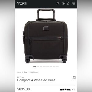 Tumi ALPHA 3, Black Compact 4 Wheeled Brief Travel Rolling Bag EUC
